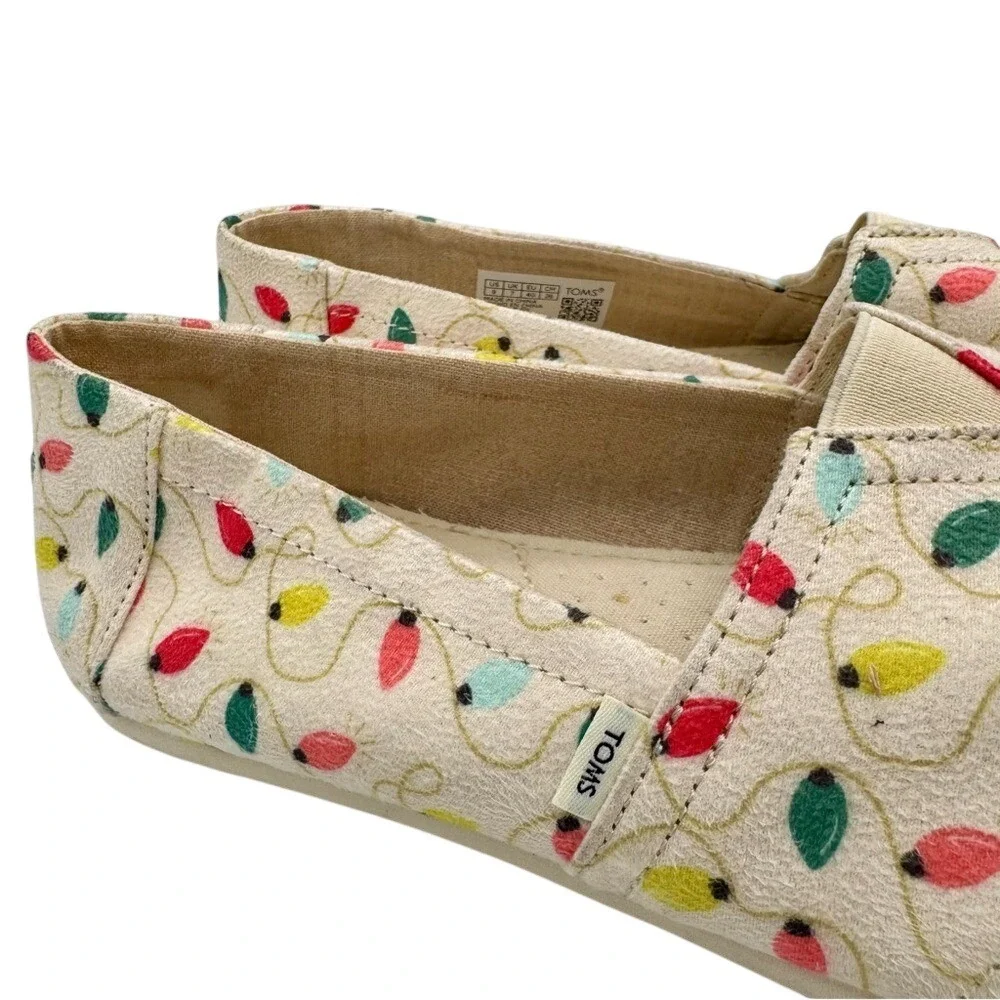 Toms Alpargata Holiday lLights Festive‎  Slip-on Shoes Women's 9 EUC